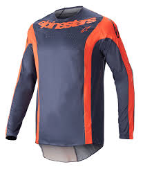 Alpinestars 2023 Techstar Arch volwassen cross shirt Donker Blauw / Hot Oranje